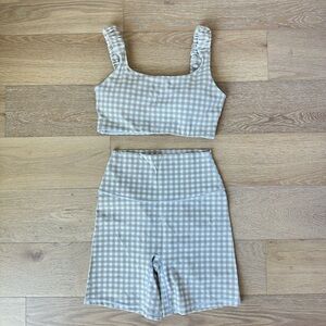 Astoria activewear gingham sports bra and shorts matching set